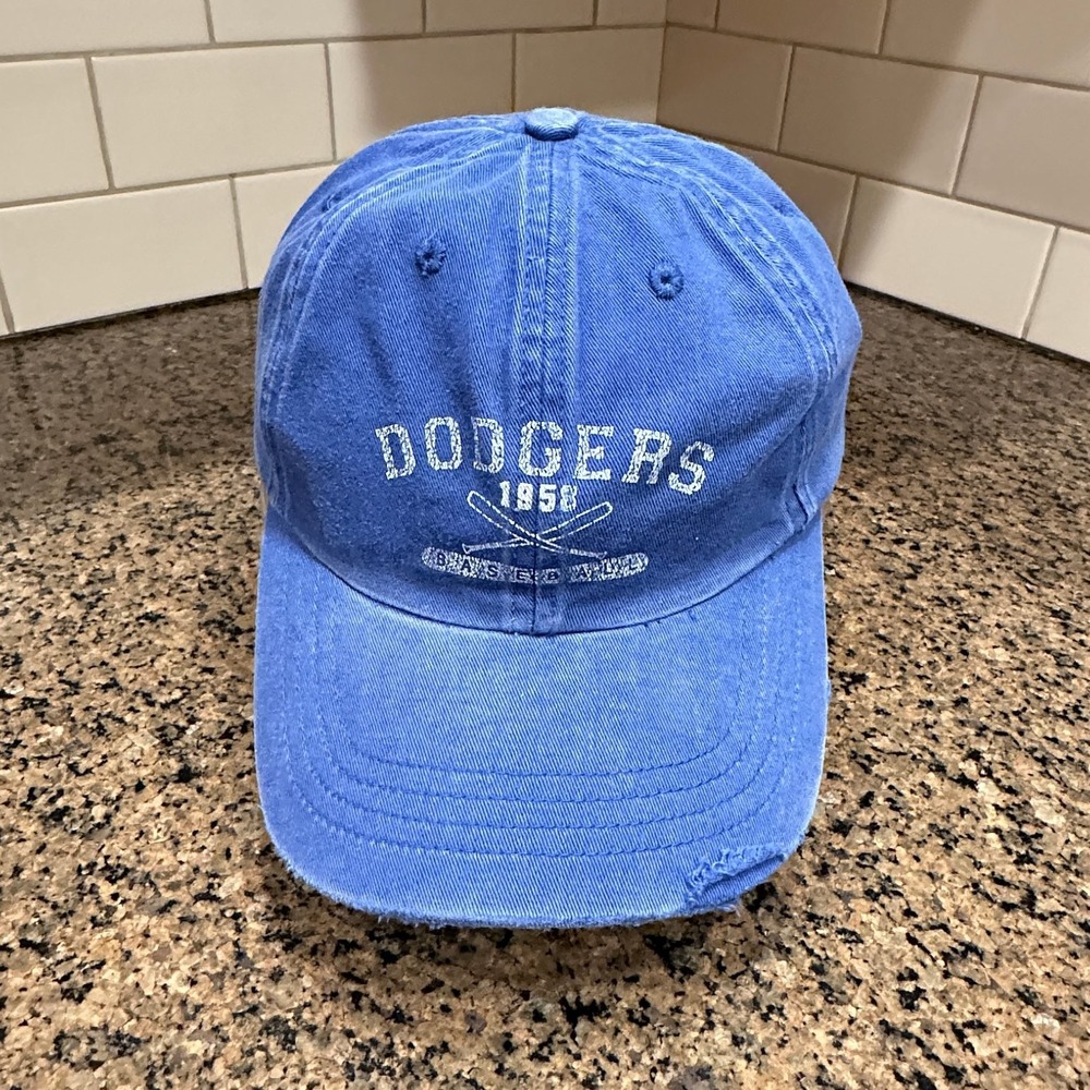 Vtg LA Dodgers Puma 1958 Brooklyn MLB Blue Distressed Dad Hat Deadstock New